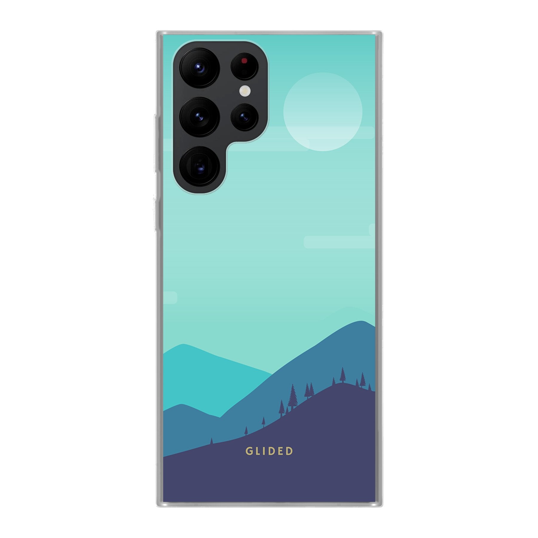 Alpine Handyhülle für Samsung Galaxy S22 Ultra mit einzigartigem Bergdesign, bietet stilvollen Schutz und präzise Aussparungen.